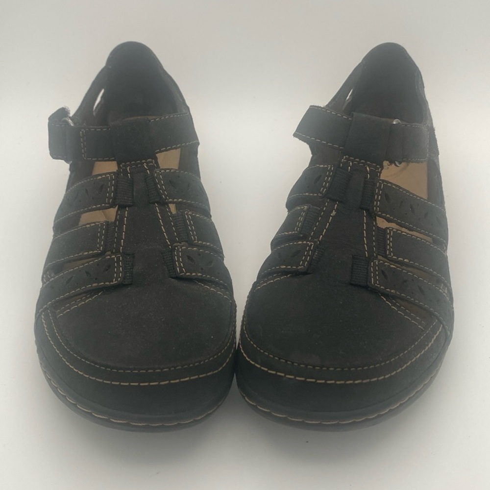 Women’s Clark Cora River leather cut out wedge sandal sz 9